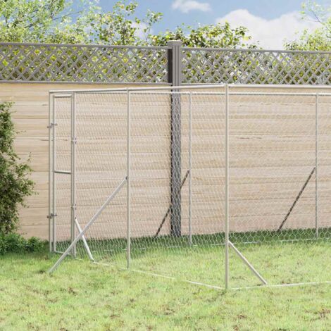 Perrera de exterior acero galvanizado plateado 4x12x2 m
