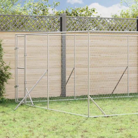 Perrera de exterior acero galvanizado plateado 4x8x2 m