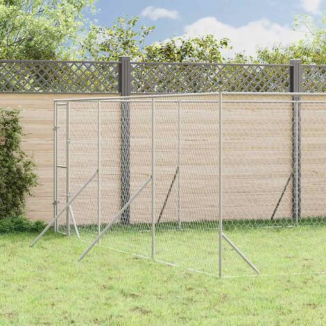 Perrera de exterior acero galvanizado plateado 6x10x2 m