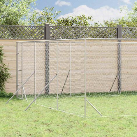 Perrera de exterior acero galvanizado plateado 6x14x2 m