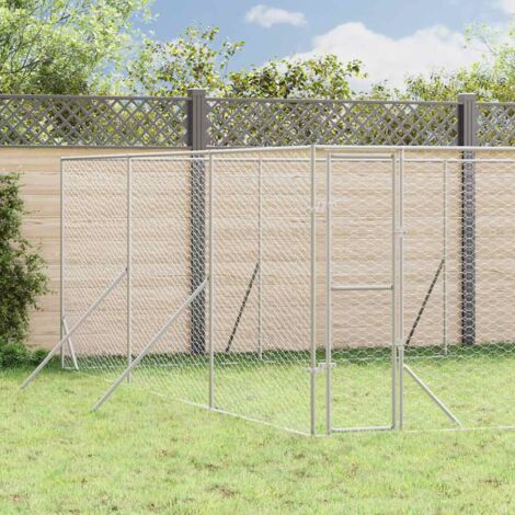 Perrera de exterior acero galvanizado plateado 6x6x2 m