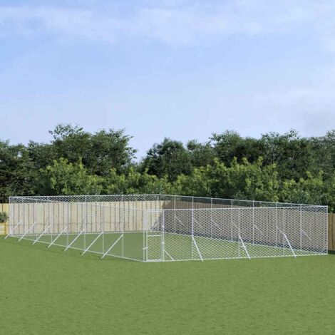 Perrera de exterior acero galvanizado plateado 8x16x2 m