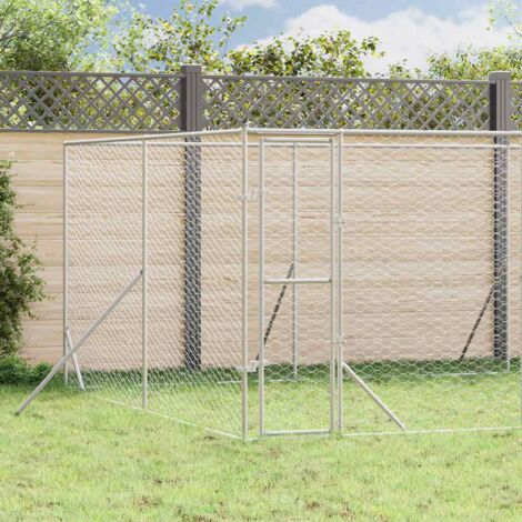 Perrera de exterior acero galvanizado plateado 8x4x2 m