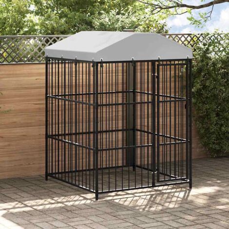Perrera de exterior con techo 150x150x210 cm