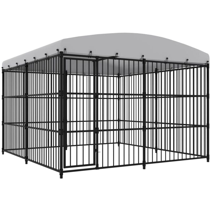 

vidaXL Perrera de exterior con techo 300x300x210 cm - Negro