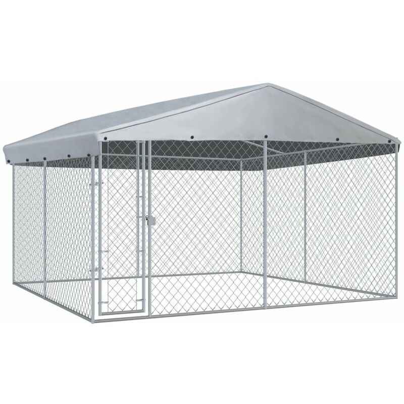

Perrera de exterior con techo 382x382x225 cm