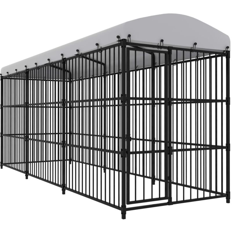 

Perrera de exterior con techo 450x150x210 cm - Negro - Vidaxl