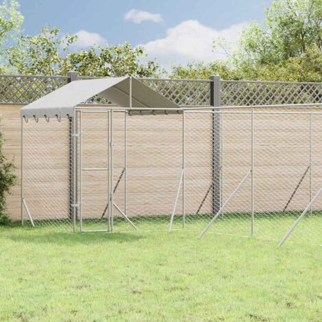 Perrera de exterior con techo acero galvanizado plata 10x8x2,5m