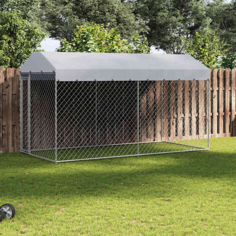 Perrera de exterior con toldo 382x192x225 cm