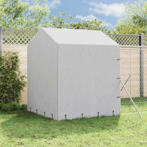 Perrera de exterior con toldo acero galvanizado plata 2x14x2,5m