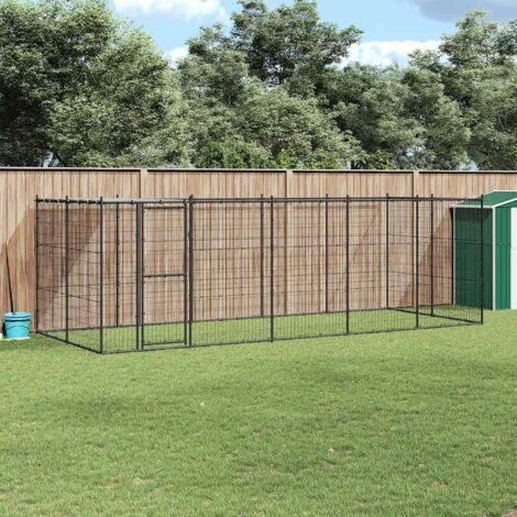 Perrera de exterior de acero con techo 12,1 m²