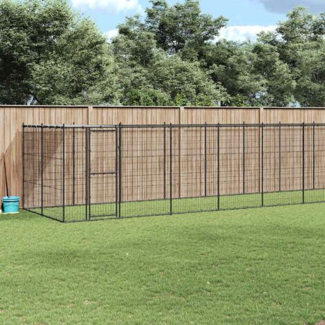 Perrera de exterior de acero con techo 21,78 m²