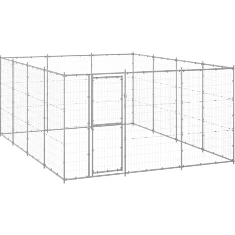 Perrera de exterior de acero galvanizado 14,52 m² vidaXL