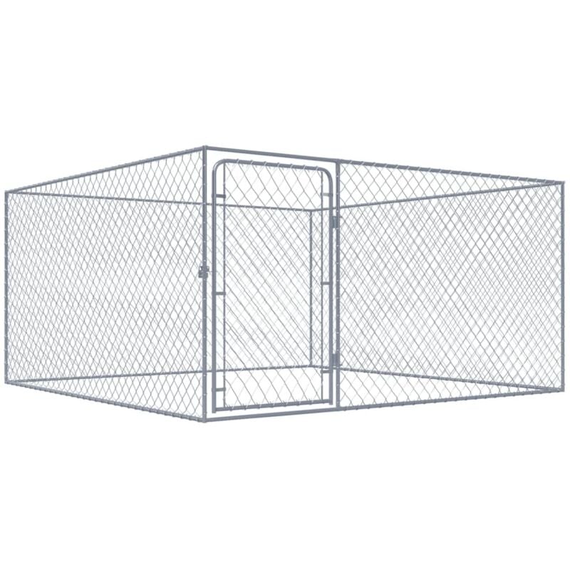 

vidaXL Perrera de exterior de acero galvanizado 2x2x1 m - Plateado