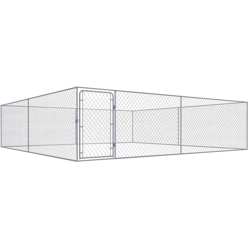 

Perrera de exterior de acero galvanizado 4x4x1 m - Plateado