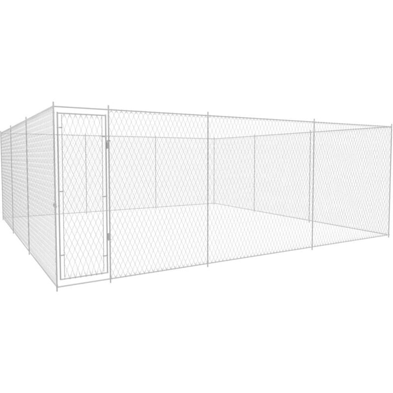 

vidaXL Perrera de exterior de acero galvanizado 570x570x185 cm - Plateado