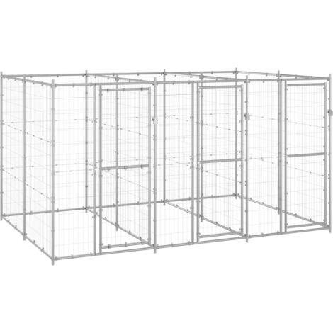 Perrera de exterior de acero galvanizado 7,26 m² vidaXL