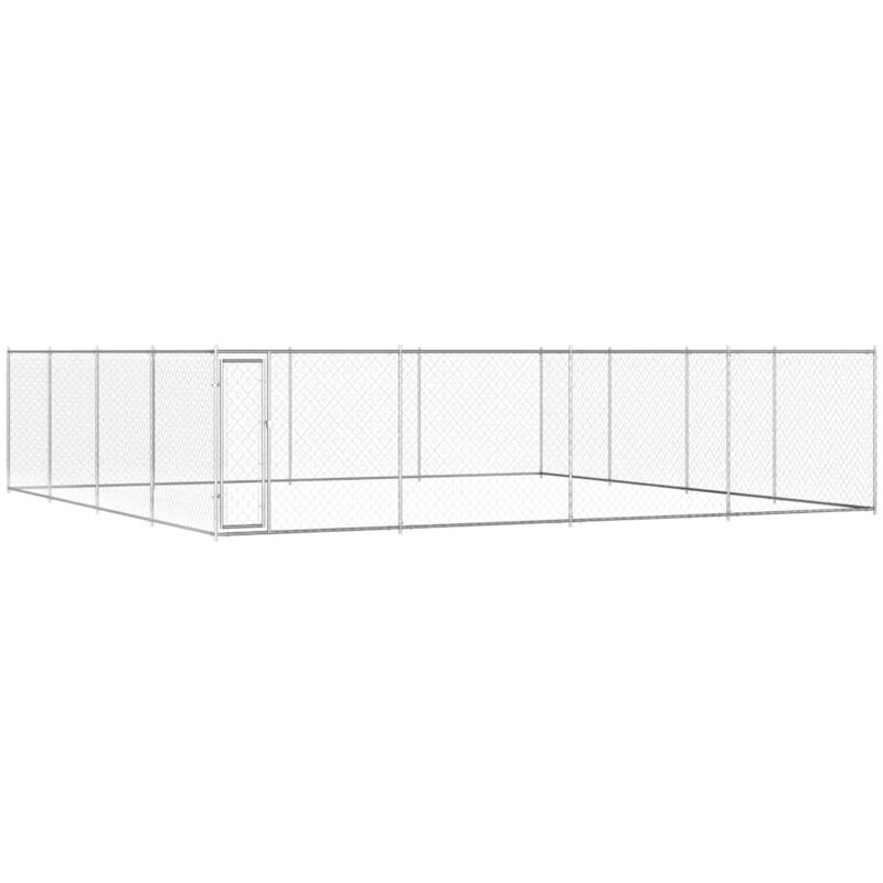 

vidaXL Perrera de exterior de acero galvanizado 760x760x195 cm - Plateado