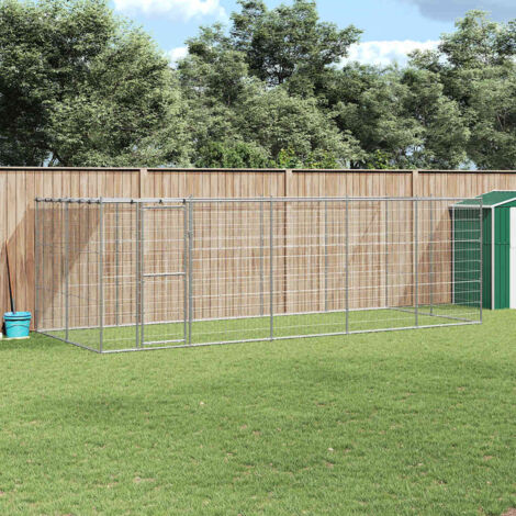 Perrera de exterior de acero galvanizado con techo 12,1 m²