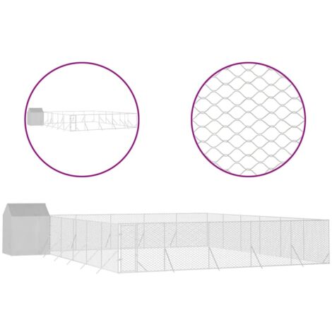Perrera exterior con toldo acero galvanizado plata 12x12x2,5 m vidaXL
