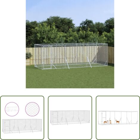 Perrera exterior -  Perrera de exterior acero galvanizado plateado 6x2x2 m