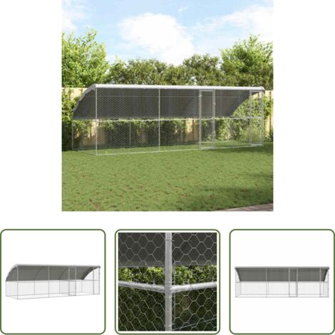 Perrera exterior -  Refugio para perros 3 pcs Plateado 6 x 2 x 2 m