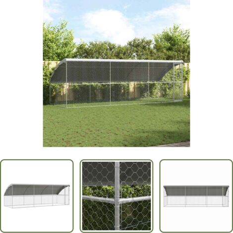 Perrera exterior -  Refugio para perros 3 pcs Plateado 6 x 2 x 2 m