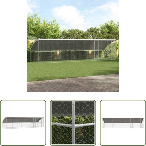 Perrera exterior -  Refugio para perros 4 pcs Plateado 8 x 2 x 2 m