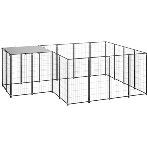 Perrera negra 6,05 m² acero vidaXL