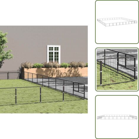 Perrera negra - vidaXL Perrera acero 100 m² negra - Perrera de acero