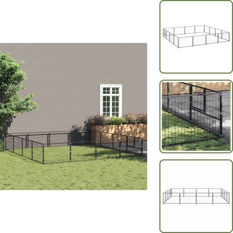 Perrera negra - vidaXL Perrera acero 16 m² negra - Perrera de 16 m²