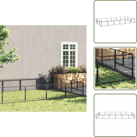 Perrera negra - vidaXL Perrera acero 18 m² negra - Perrera con cable