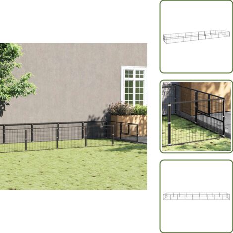 Perrera negra - vidaXL Perrera acero 18 m² negra - Perrera con cable