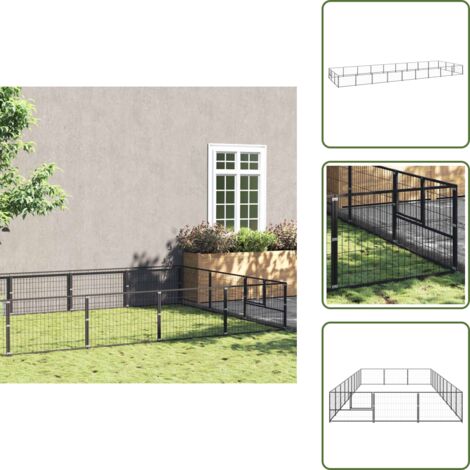 Perrera negra - vidaXL Perrera acero 27 m² negra - Perrera con cable