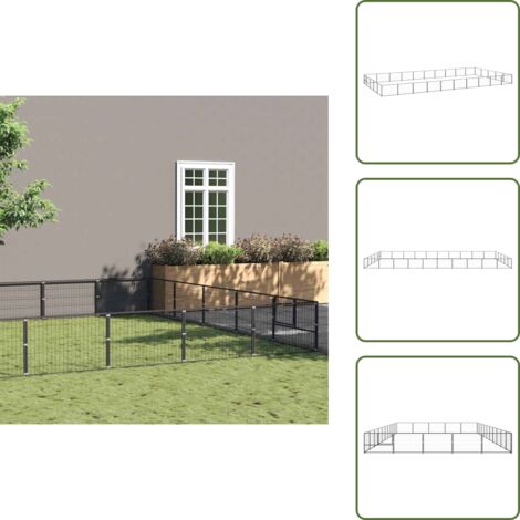 Perrera negra - vidaXL Perrera acero 50 m² negra - Perrera con cable