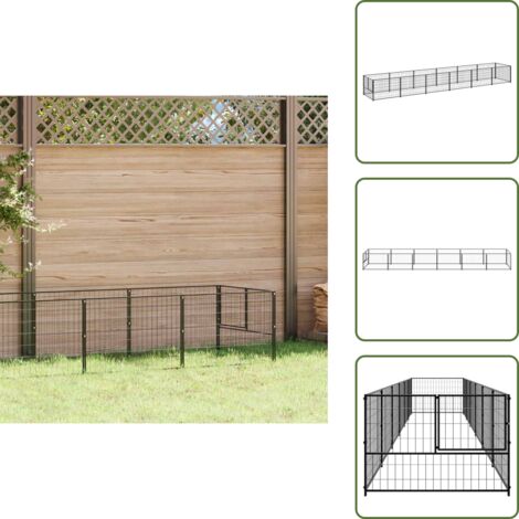 Perrera negra - vidaXL Perrera acero 6 m² negra - Perrera de 6 m²