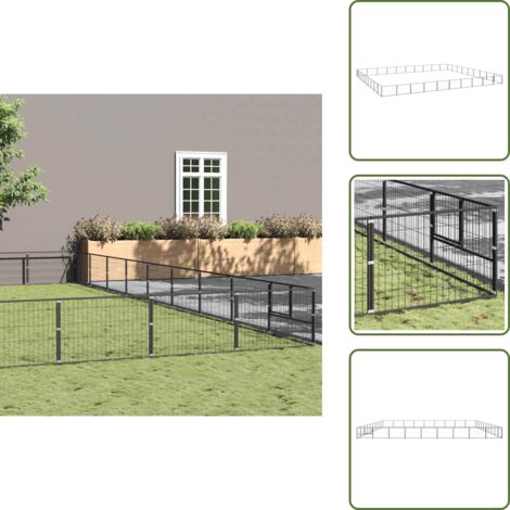 Perrera negra - vidaXL Perrera acero 90 m² negra - Perrera con cable