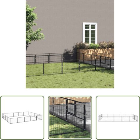 Perrera para perros -  Perrera acero 20 m² negra