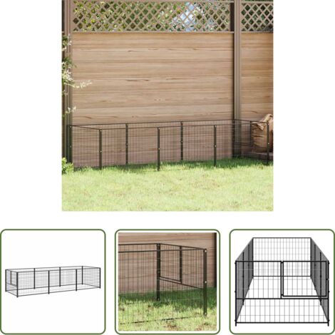 Perrera para perros -  Perrera acero 3 m² negra