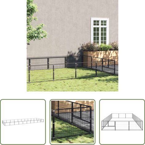 Perrera para perros -  Perrera acero 30 m² negra