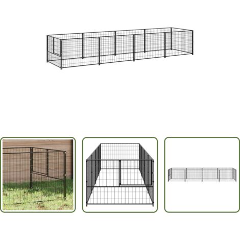 Perrera para perros -  Perrera acero 4 m² negra