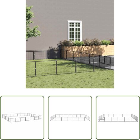 Perrera para perros -  Perrera acero 42 m² negra