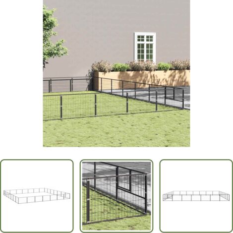 Perrera para perros -  Perrera acero 49 m² negra