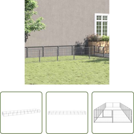 Perrera para perros -  Perrera plateada 20 m² acero