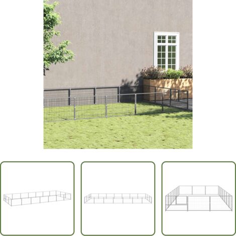 Perrera para perros -  Perrera plateada 21 m² acero