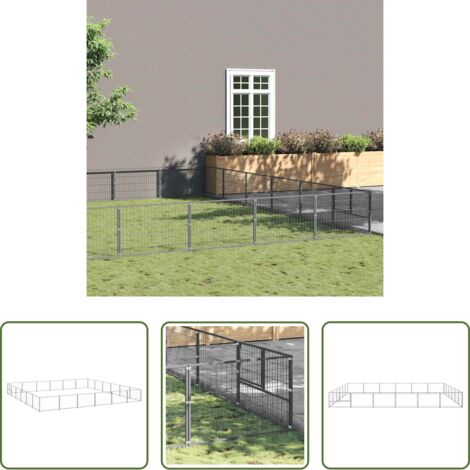 Perrera para perros -  Perrera plateada 36 m² acero
