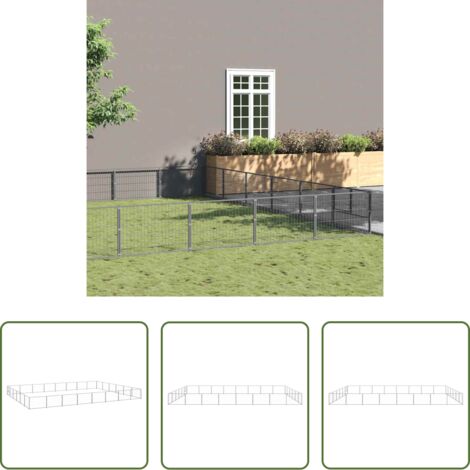 Perrera para perros -  Perrera plateada 48 m² acero