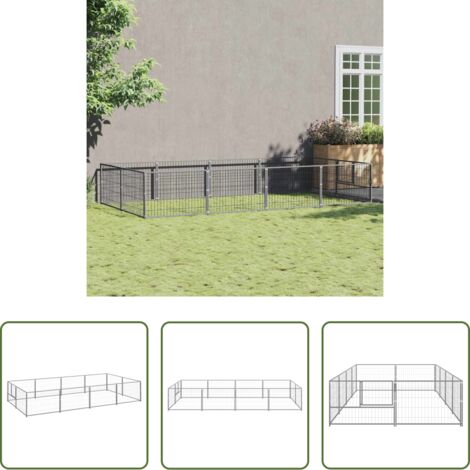 Perrera para perros -  Perrera plateada 8 m² acero