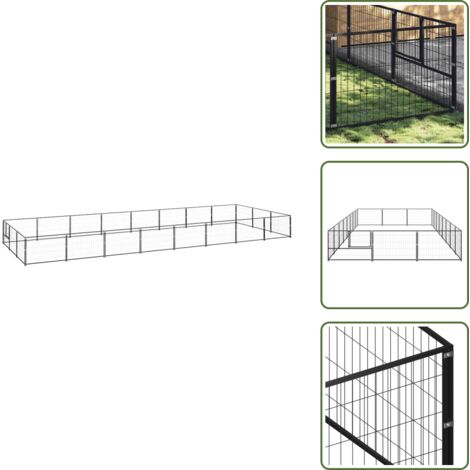 Perrera para perros - vidaXL Perrera acero 24 m² negra - Perrera con cable
