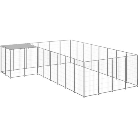 Perrera plateada 10,89 m² acero vidaXL